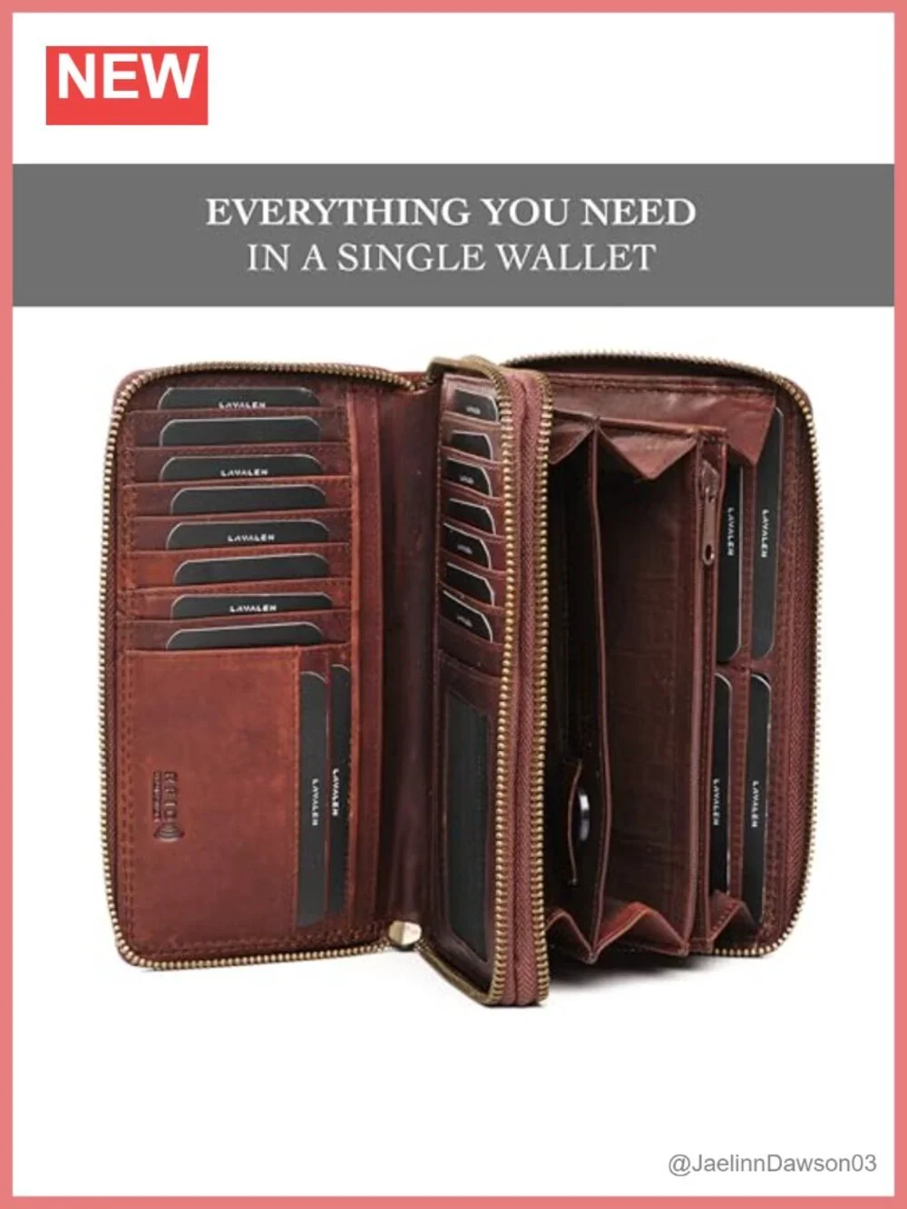 Genuine Leather RFID Bifold Wallet for Women, Card Holder with Snap Closure